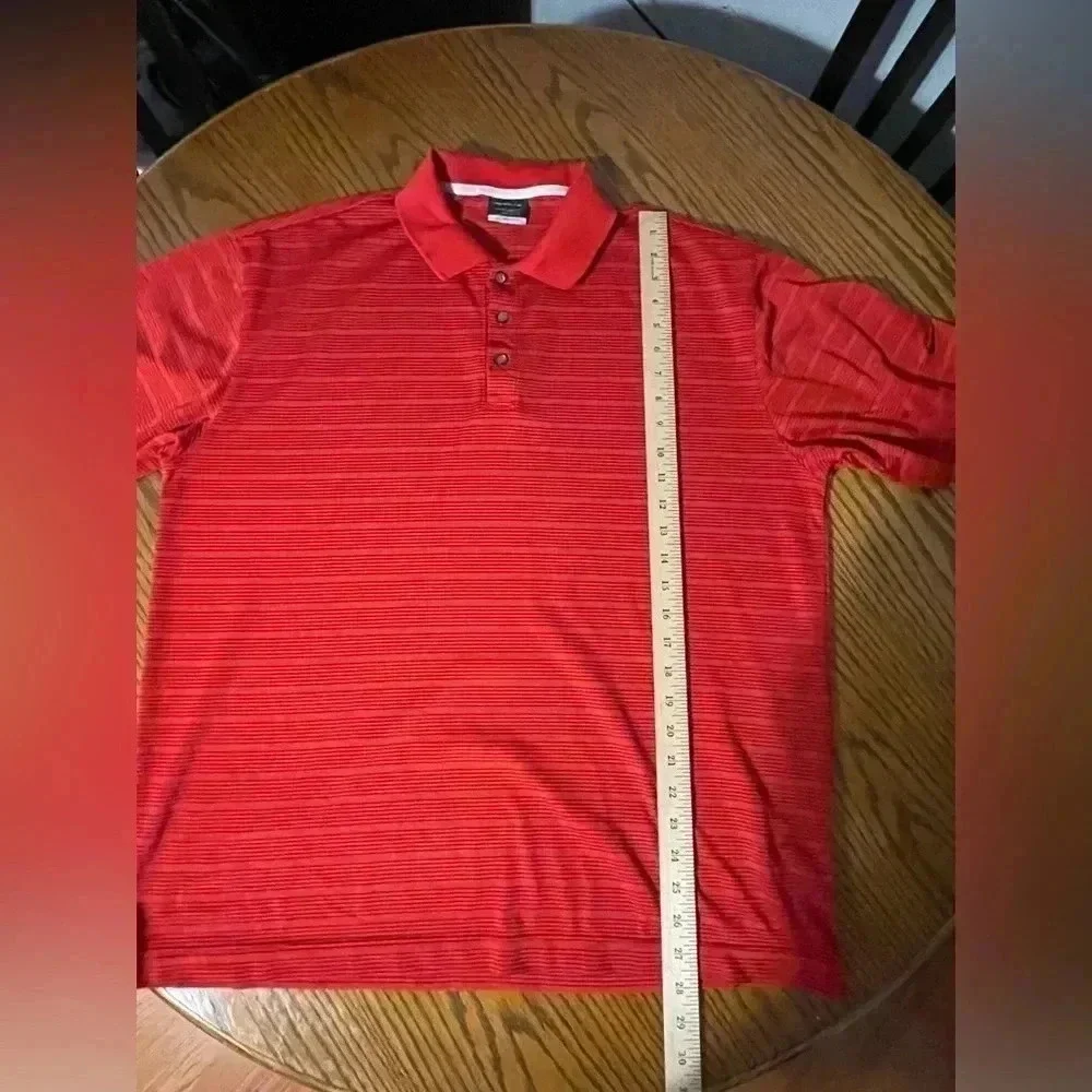 Nike Golf Polo Shirt Mens Extra Large Red Striped Short Sleeve Dri Fit Golfer